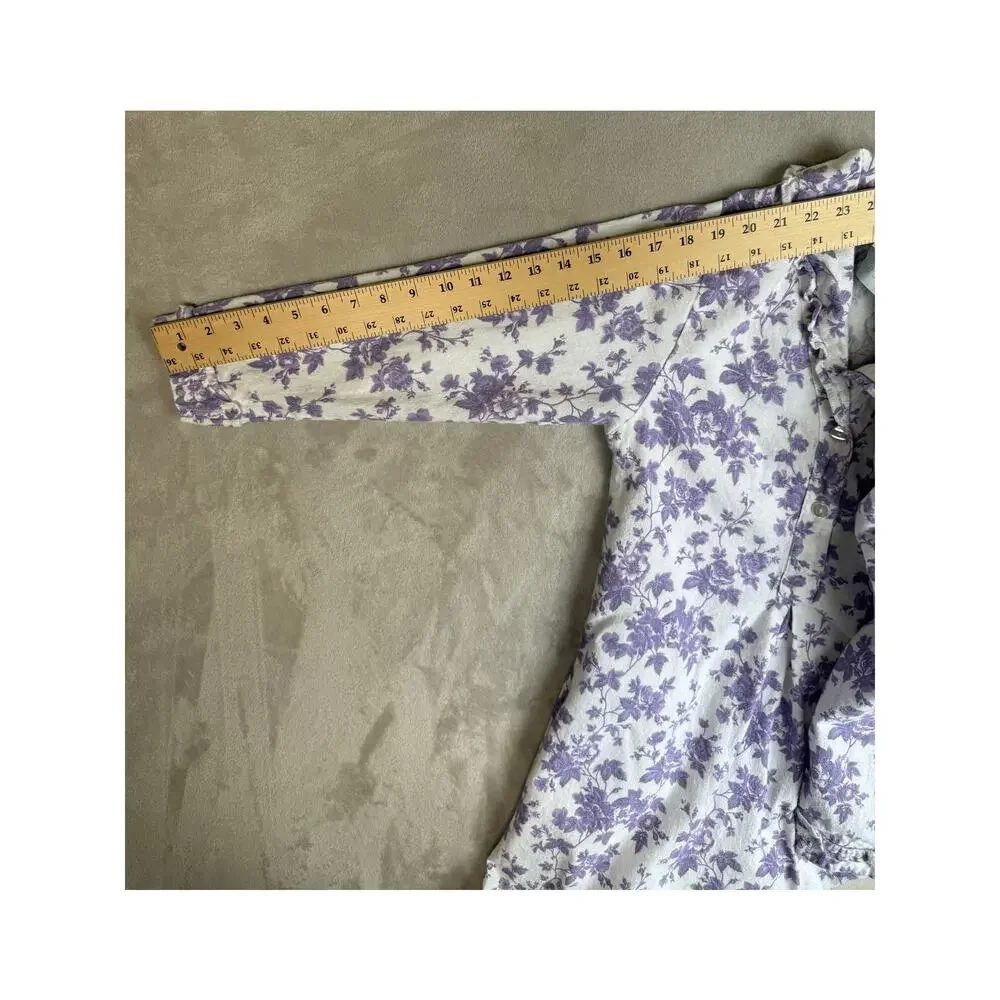 Ella Simone Nightgown Womens Small Purple Floral Long Flannel Pajamas Loungewear
